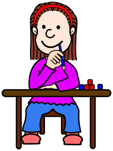 rysunek - dziewczynka w ławce